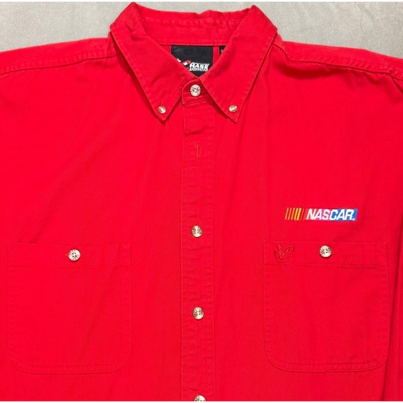 Vintage 90s Nascar Racing Chase Authentic Long Sleeve Button Up Red Shirt XL - Picture 16 of 16